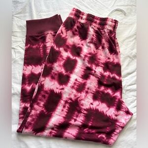 LuLaRoe Joggers 3XL Tie Dye Burgundy Pink